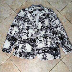 Draper’s and Damon’s Black and White Tropical Print Blazer